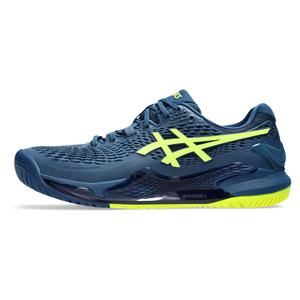 Asics Gel-Resolution 9 Tennis Shoes Mako Blue & Safety Yellow