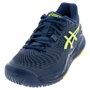 Asics Gel-Resolution 9 Tennis Shoes Mako Blue & Safety Yellow